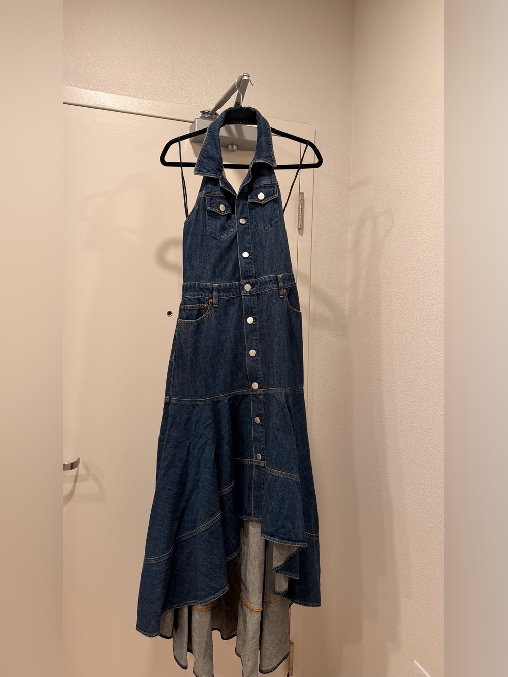 Alice + Olivia Dark Blue Denim Halter Maxi Dress - NEW W TAG